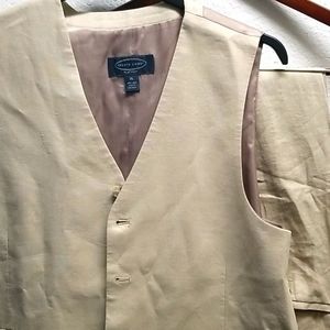 Men's Linen Wedding Set - Khaki Vest and Pants